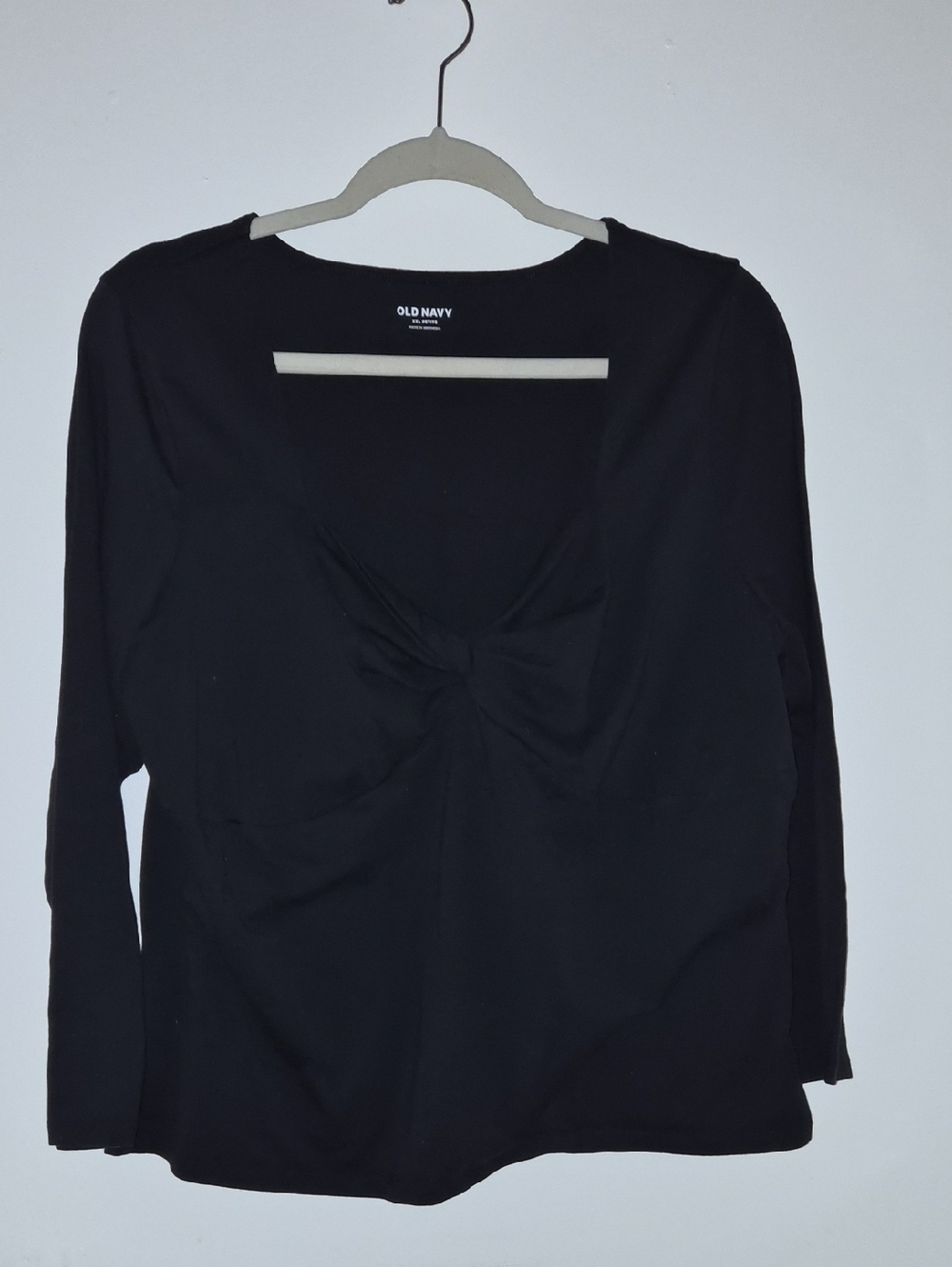 Old Navy Black Long Sleeve Twist-Front Top